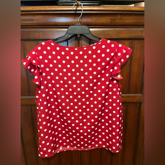 SHEIN size 1XL Red and white polka dot blouse. - Picture 2 of 4